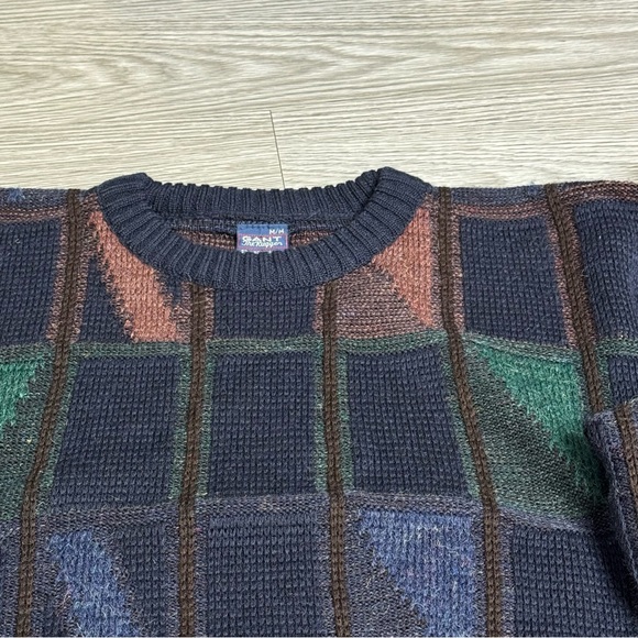 Vintage 90s Gant Rugger Sweater Mens Sz Large Heavy Knit Abstract - Picture 4 of 10